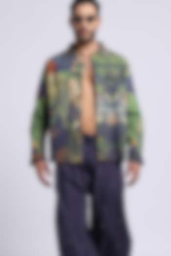 Multi-Colored Cotton Twill Digital Printed Shacket by Aurge Studios at Pernia's Pop Up Shop