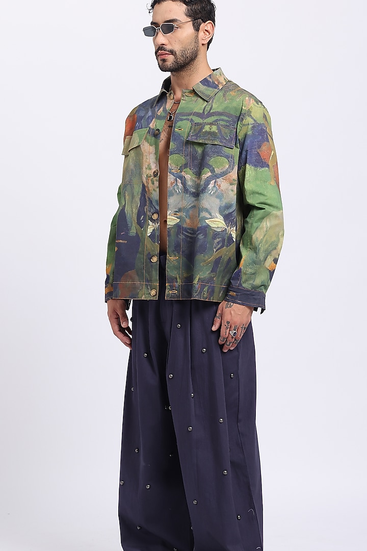 Multi-Colored Cotton Twill Digital Printed Shacket by Aurge Studios at Pernia's Pop Up Shop