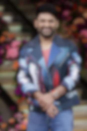 Multi-Colored Cotton Satin Lycra Digital Printed Jacket by Aurge Studios at Pernia's Pop Up Shop