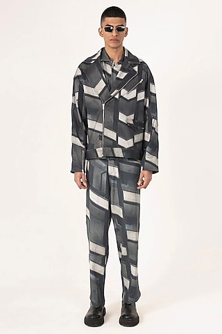 Multi-Colored Cotton Satin Lycra Digital Printed Jacket by Aurge Studios