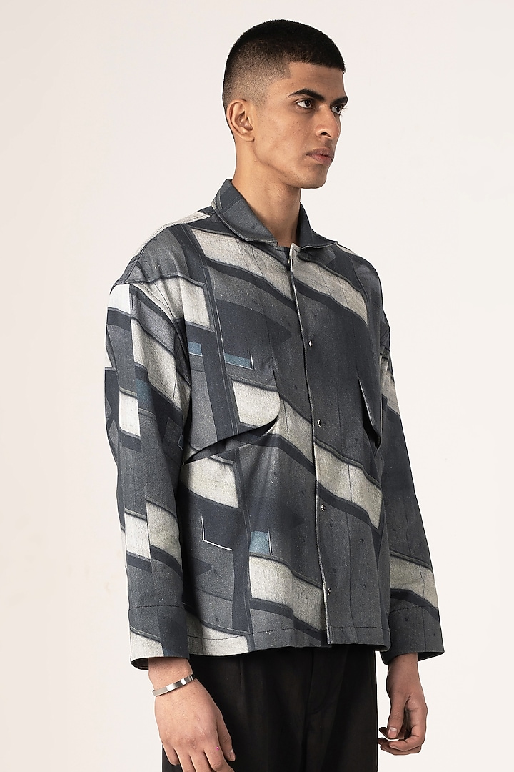 Multi-Colored Cotton Twill Digital Printed Shacket by Aurge Studios at Pernia's Pop Up Shop