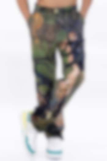 Multi-Colored Cotton Satin Lycra Digital Printed Pants by Aurge Studios at Pernia's Pop Up Shop