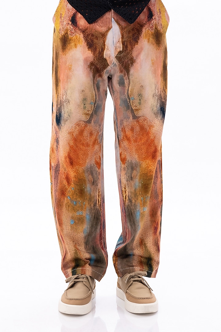 Multi-Colored Cotton Satin Lycra Digital Printed Pants by Aurge Studios at Pernia's Pop Up Shop