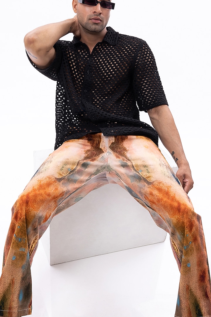 Multi-Colored Cotton Satin Lycra Digital Printed Pants by Aurge Studios at Pernia's Pop Up Shop
