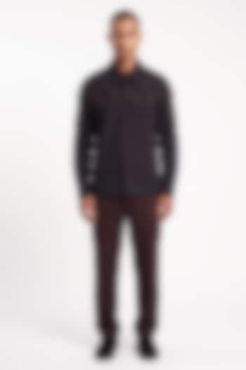 Black Cotton Poplin Party Wear Shirt by Aurge Studios at Pernia's Pop Up Shop