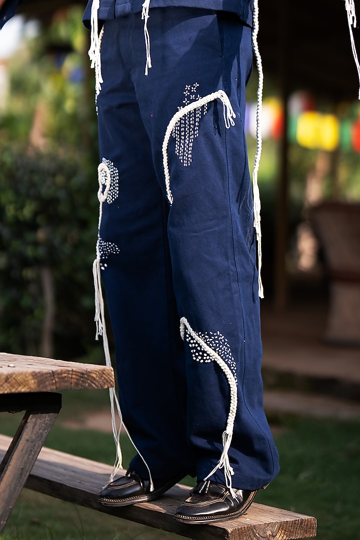 Navy Blue Cotton Co-Ord Set by Aurge Studios at Pernia's Pop Up Shop