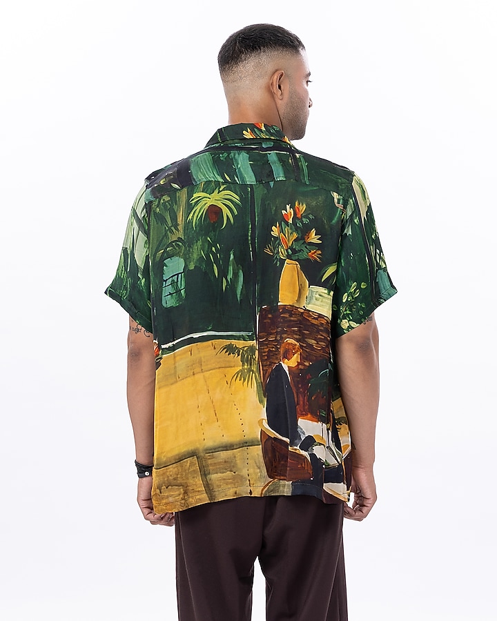 Multi-Colored Modal Satin Digital Printed Oversized Summer Shirt by Aurge Studios at Pernia's Pop Up Shop