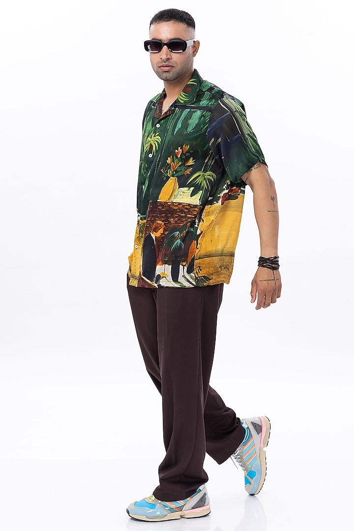 Multi-Colored Modal Satin Digital Printed Oversized Summer Shirt by Aurge Studios at Pernia's Pop Up Shop