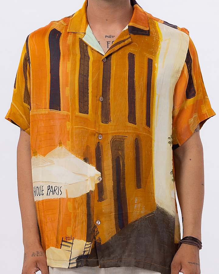 Multi-Colored Modal Satin Digital Printed Oversized Summer Shirt by Aurge Studios at Pernia's Pop Up Shop