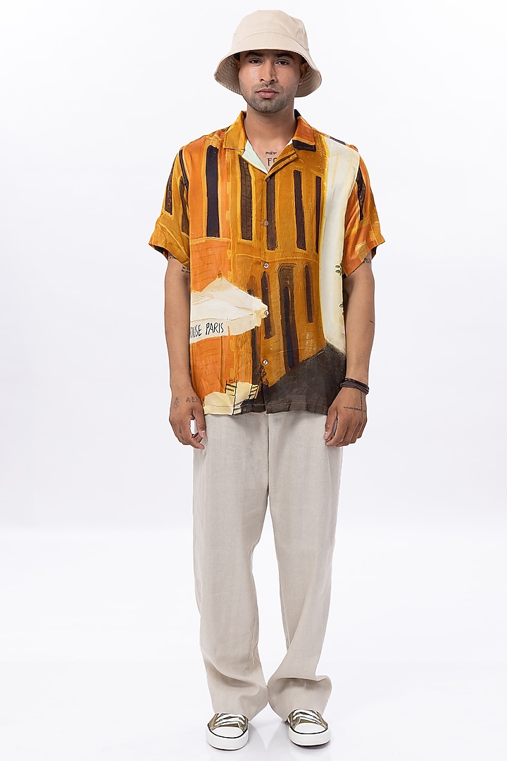 Multi-Colored Modal Satin Digital Printed Oversized Summer Shirt by Aurge Studios at Pernia's Pop Up Shop
