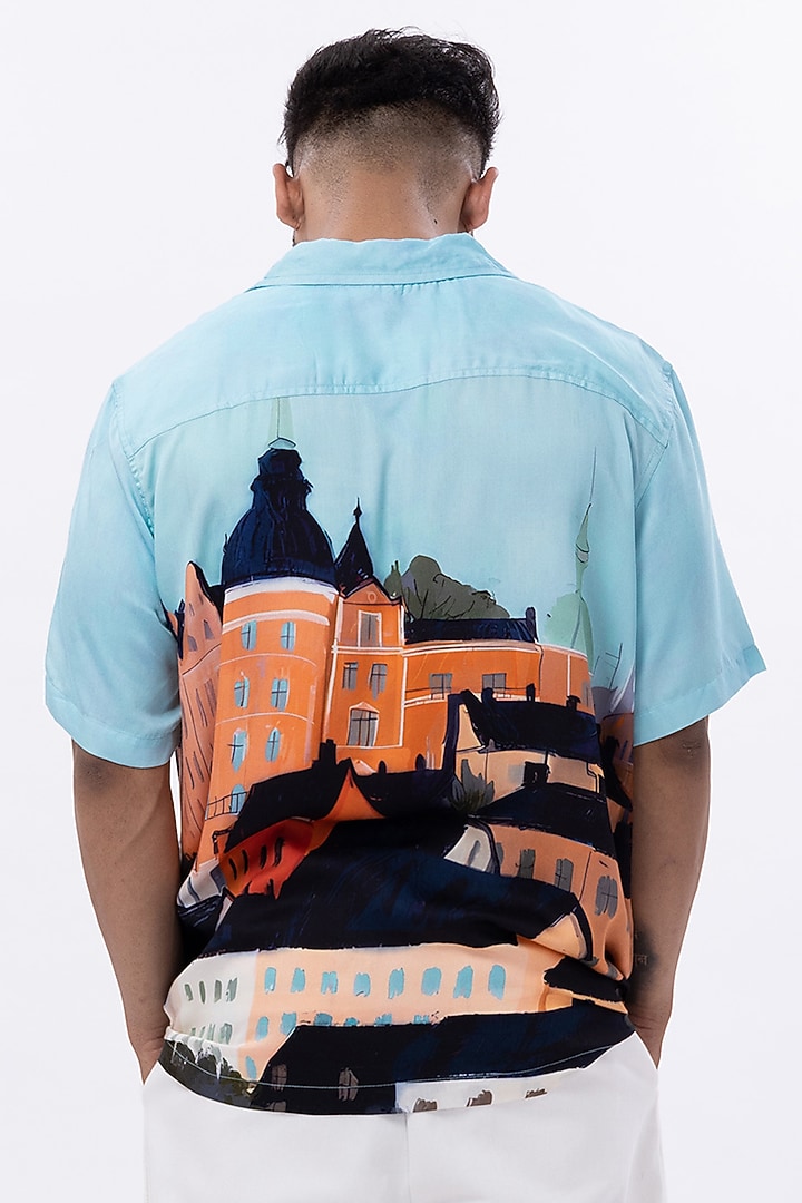 Multi-Colored Modal Satin Digital Printed Oversized Summer Shirt by Aurge Studios at Pernia's Pop Up Shop