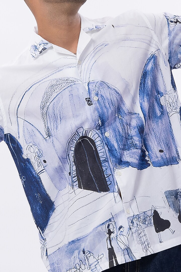 Multi-Colored Poplin Digital Printed Oversized Summer Shirt by Aurge Studios at Pernia's Pop Up Shop