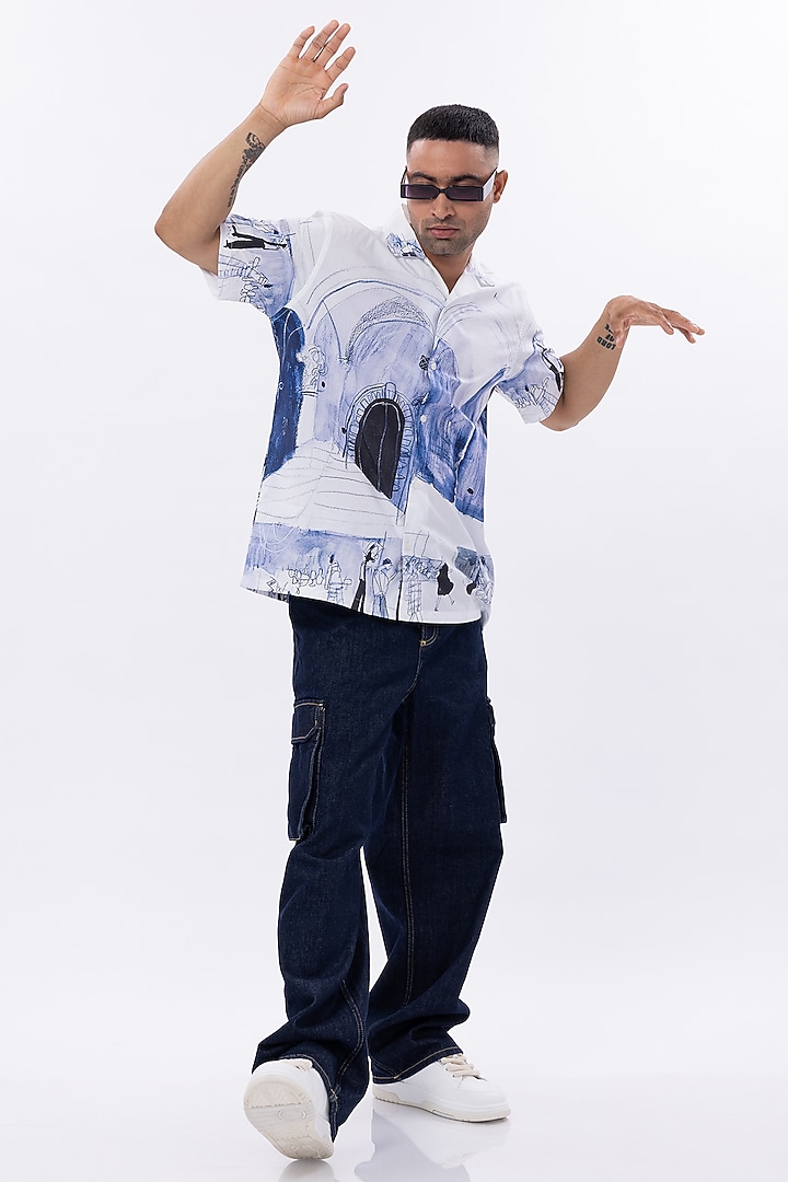Multi-Colored Poplin Digital Printed Oversized Summer Shirt by Aurge Studios at Pernia's Pop Up Shop