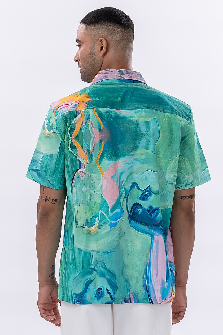 Multi-Colored Poplin Digital Printed Oversized Summer Shirt by Aurge Studios at Pernia's Pop Up Shop