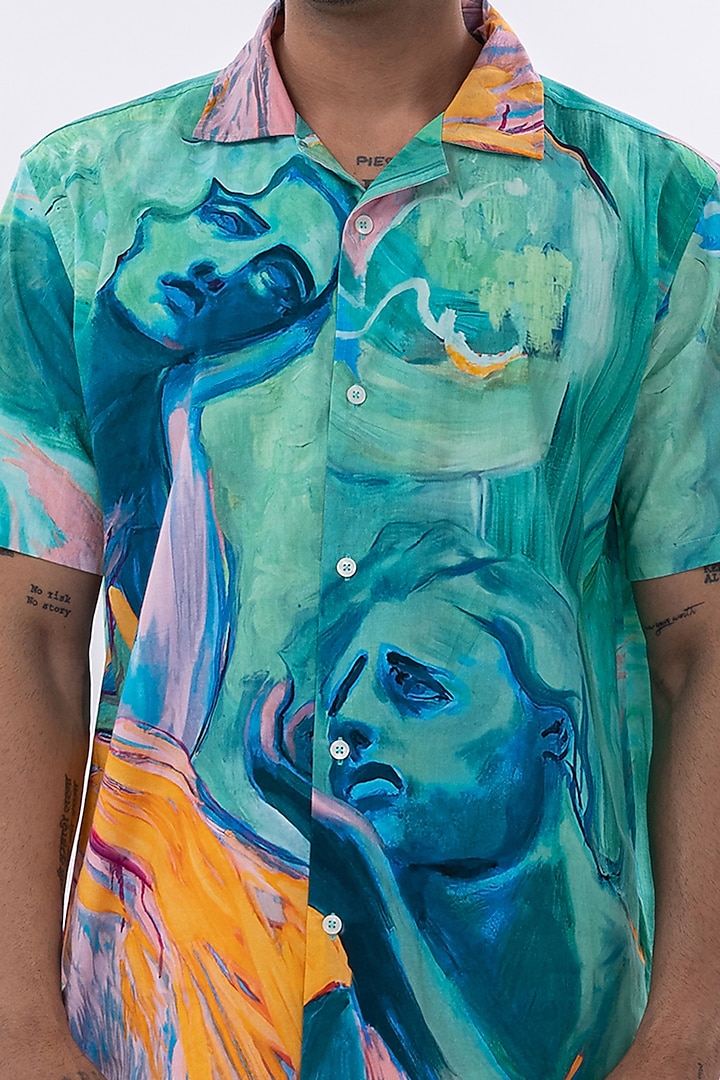 Multi-Colored Poplin Digital Printed Oversized Shirt Design by Aurge  Studios at Pernia\'s Pop Up Shop 2024