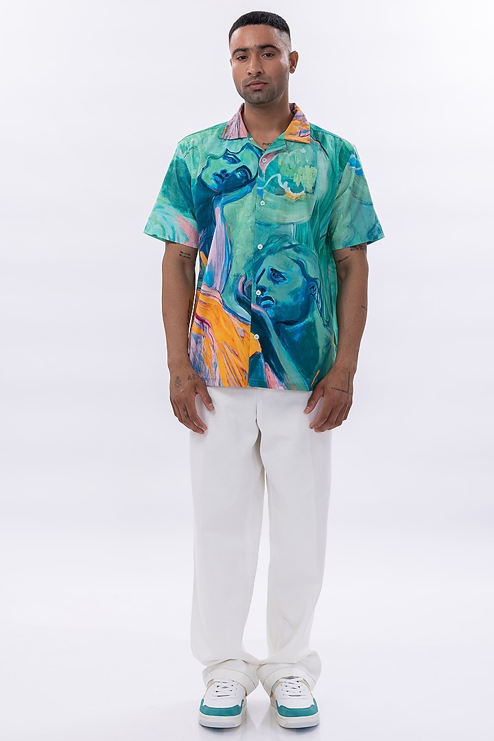 Multi-Colored Poplin Digital Printed Oversized Summer Shirt by Aurge Studios at Pernia's Pop Up Shop