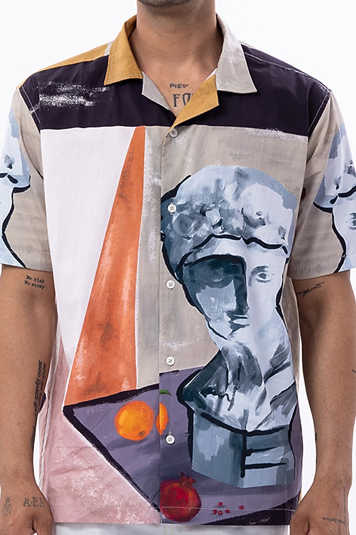 Multi-Colored Poplin Digital Printed Oversized Summer Shirt by Aurge Studios at Pernia's Pop Up Shop