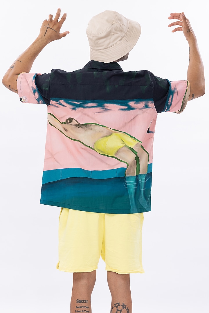 Multi-Colored Poplin Digital Printed Oversized Summer Shirt by Aurge Studios at Pernia's Pop Up Shop