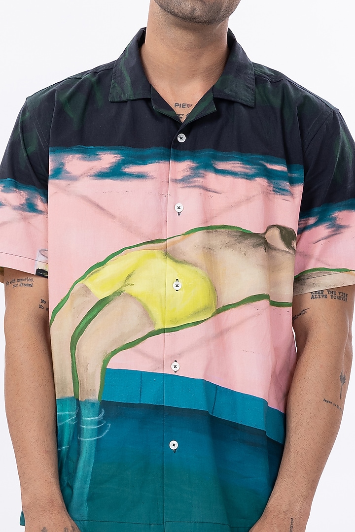 Multi-Colored Poplin Digital Printed Oversized Summer Shirt by Aurge Studios at Pernia's Pop Up Shop