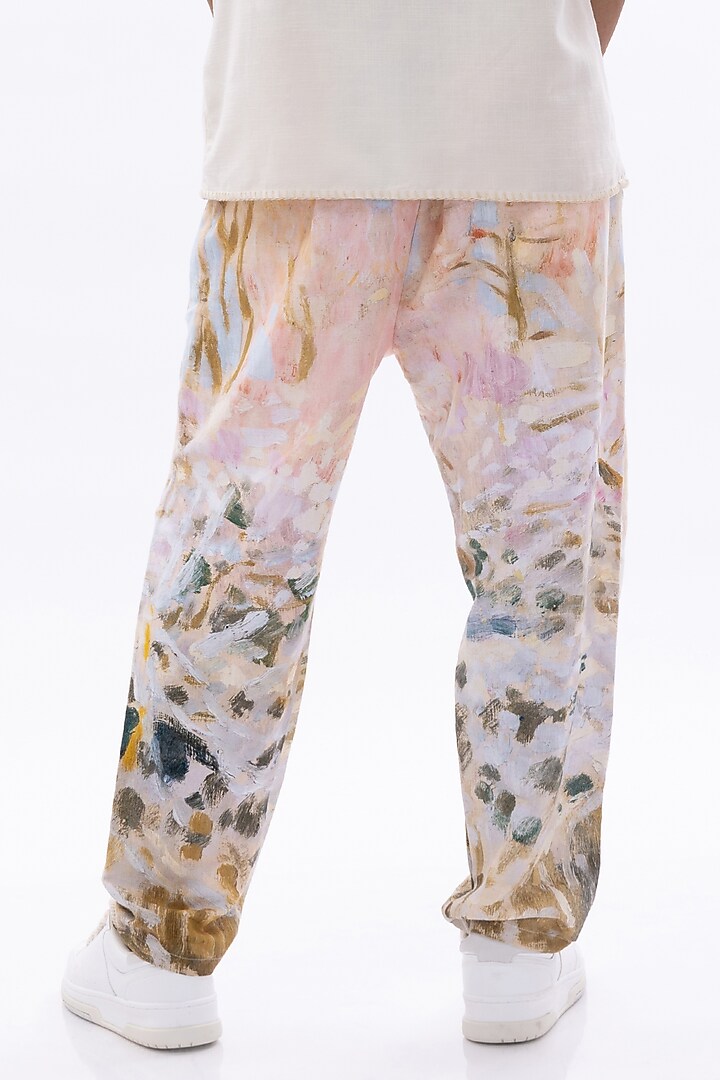 Multi-Colored Cotton Linen Digital Printed Pants by Aurge Studios at Pernia's Pop Up Shop