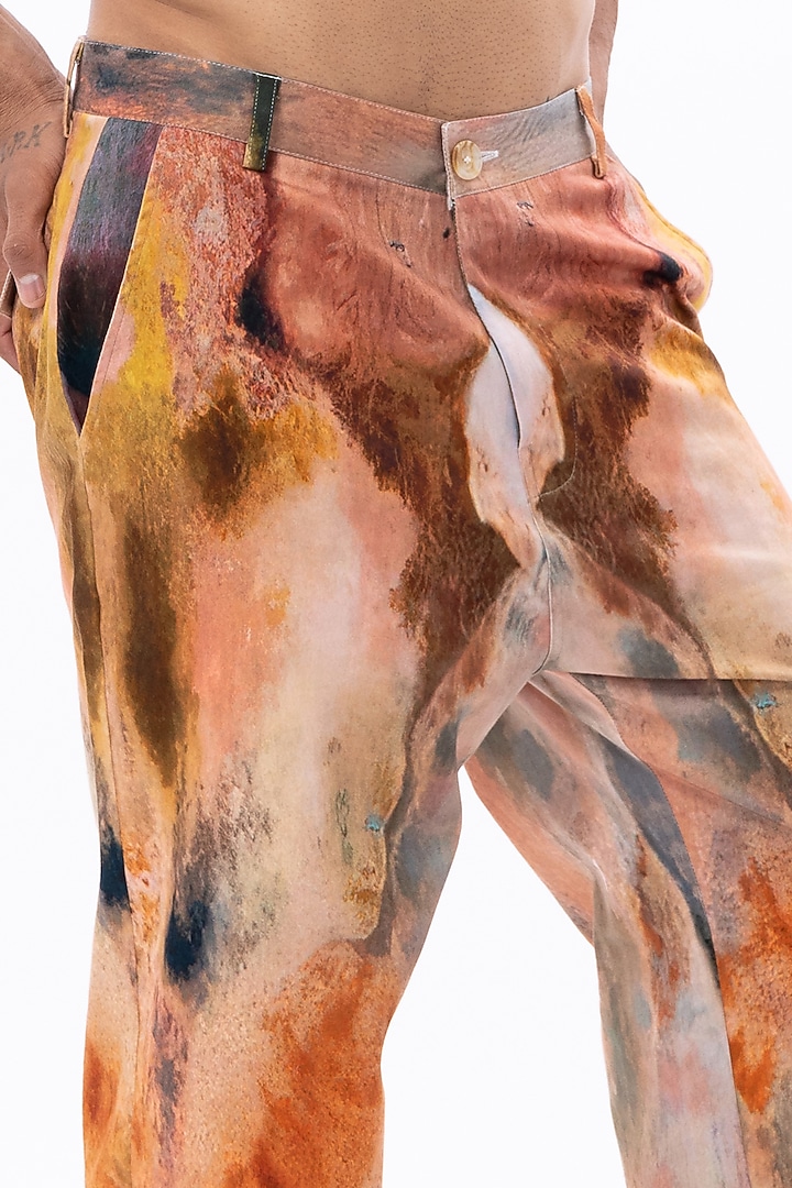 Multi-Colored Cotton Satin Lycra Digital Printed Pants by Aurge Studios at Pernia's Pop Up Shop