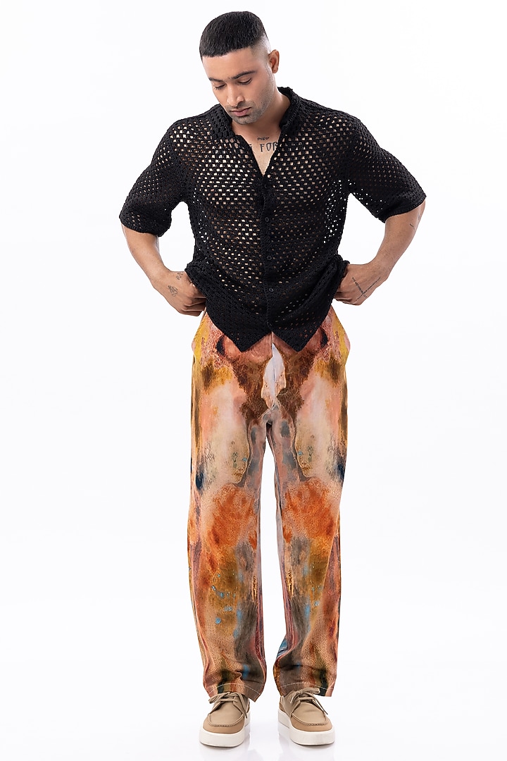 Multi-Colored Cotton Satin Lycra Digital Printed Pants by Aurge Studios at Pernia's Pop Up Shop