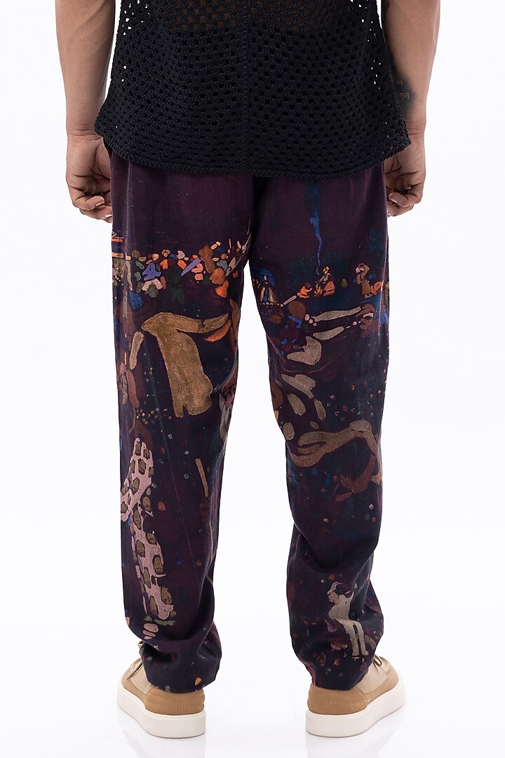 Multi-Colored Cotton Slub Digital Printed Pants by Aurge Studios at Pernia's Pop Up Shop