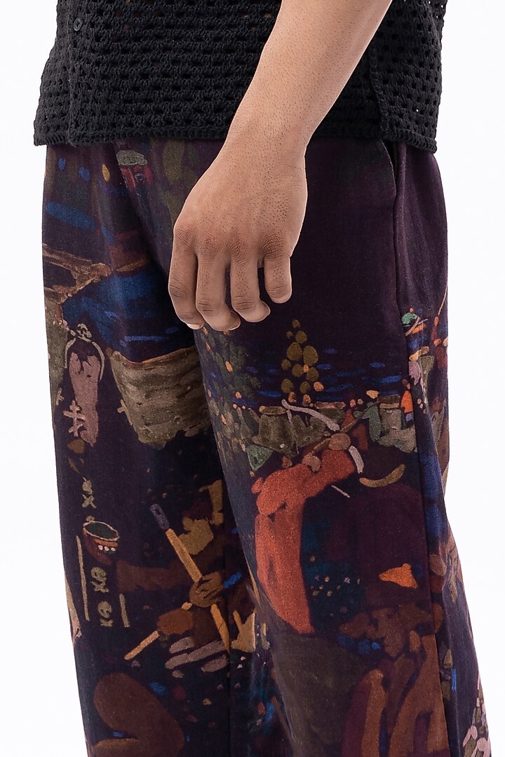 Multi-Colored Cotton Slub Digital Printed Pants by Aurge Studios at Pernia's Pop Up Shop