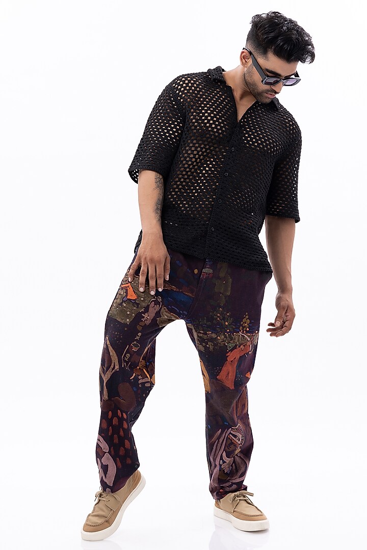 Multi-Colored Cotton Slub Digital Printed Pants by Aurge Studios at Pernia's Pop Up Shop