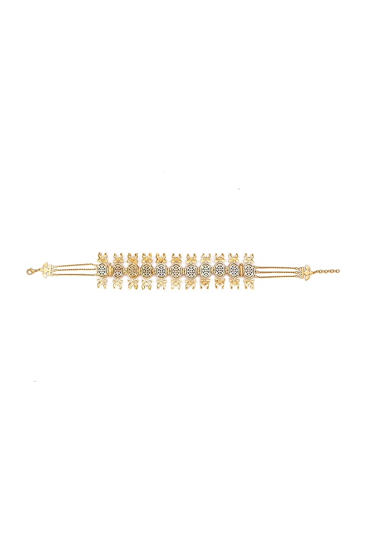 Gold Finish Synthetic Stone Choker Necklace by Aulerth X Tribe Amrapali at Pernia's Pop Up Shop