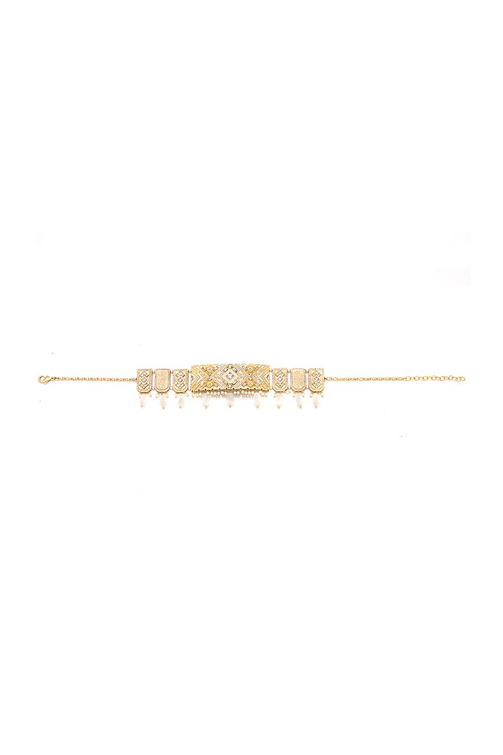 Gold Finish Synthetic Stone Choker Necklace by Aulerth X JJV by JJ Valaya at Pernia's Pop Up Shop