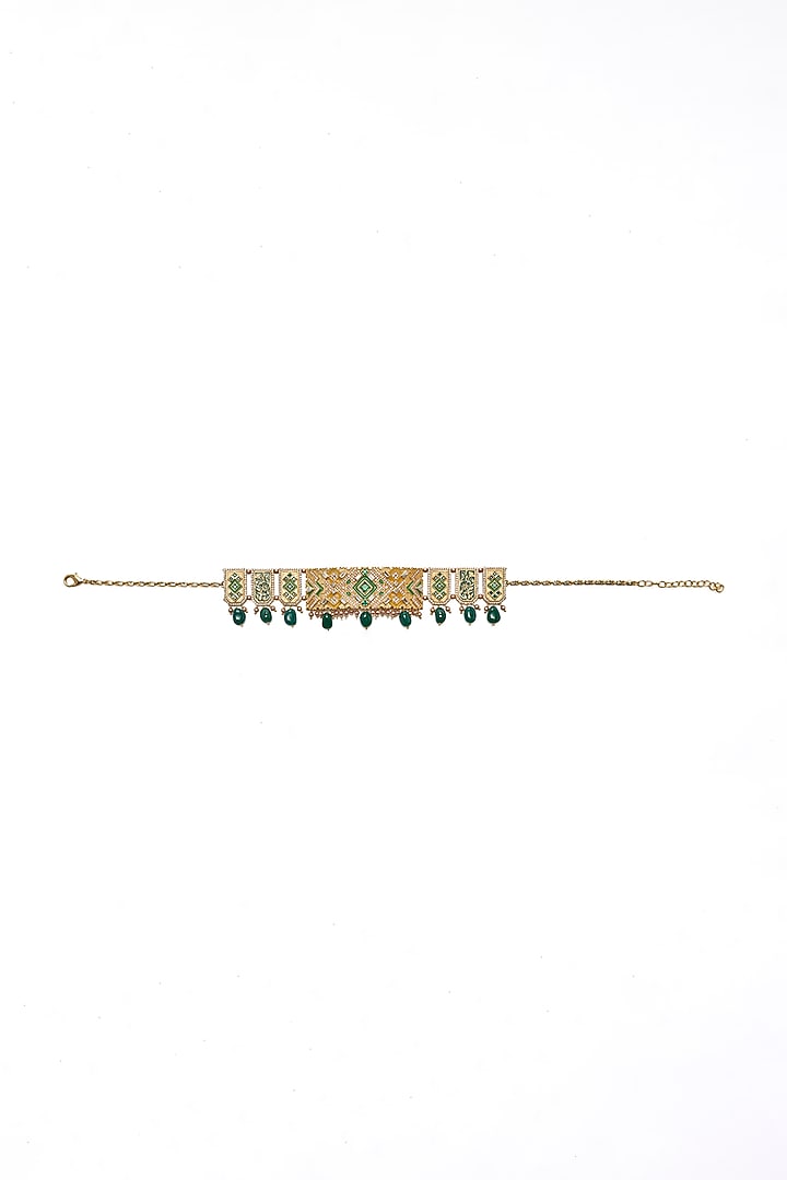 Gold Finish Synthetic Stone Choker Necklace by Aulerth X JJV by JJ Valaya at Pernia's Pop Up Shop