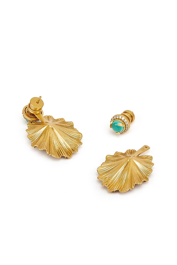 Gold Finish Synthetic Stone Dangler Earrings by Aulerth X Ekaya Banaras at Pernia's Pop Up Shop