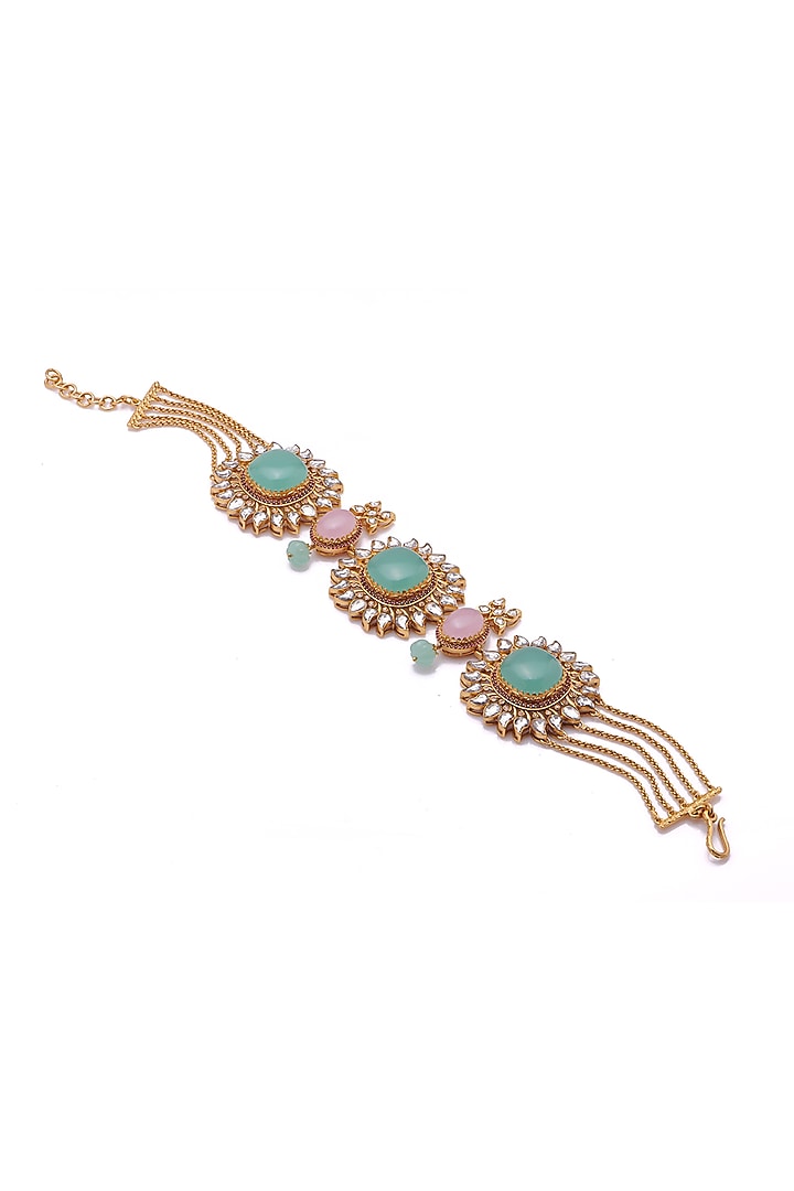 Gold Finish Synthetic Stone Choker Necklace by Aulerth X Tribe Amrapali at Pernia's Pop Up Shop