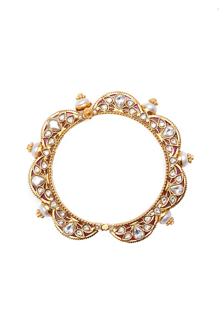 Gold Finish Synthetic Stone Openable Bangle by Aulerth X Tribe Amrapali at Pernia's Pop Up Shop