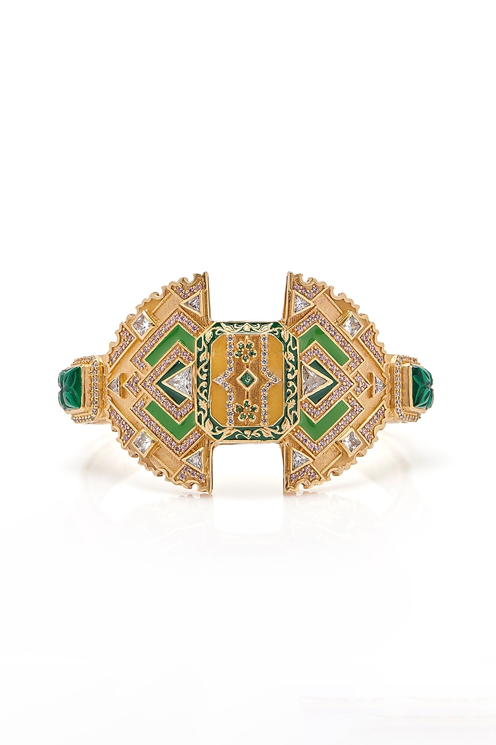 Gold Finish Synthetic Stone Openable Bangle by Aulerth X JJV by JJ Valaya at Pernia's Pop Up Shop