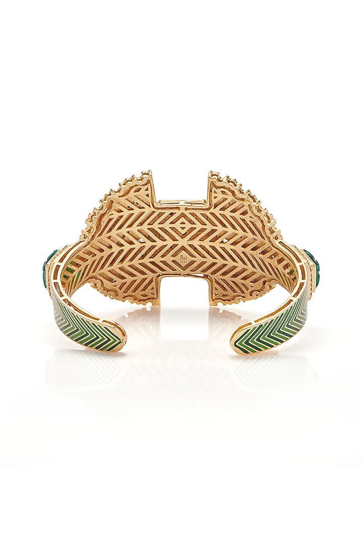 Gold Finish Synthetic Stone Openable Bangle by Aulerth X JJV by JJ Valaya at Pernia's Pop Up Shop