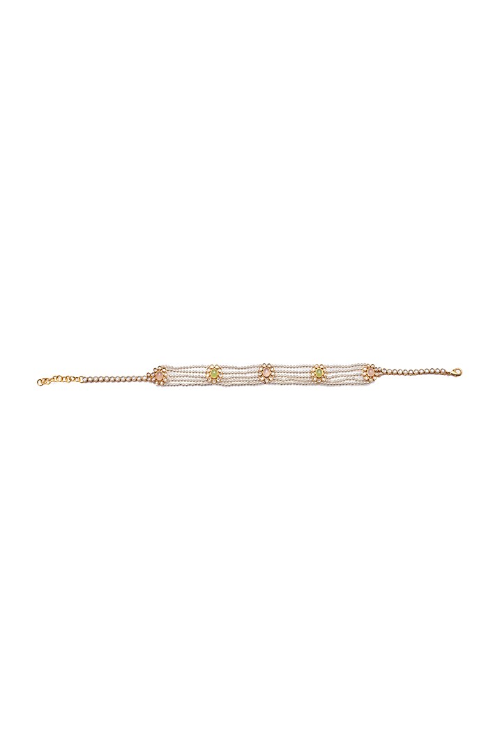 Gold Finish Synthetic Stone Choker Necklace by Aulerth X Suneet Varma at Pernia's Pop Up Shop