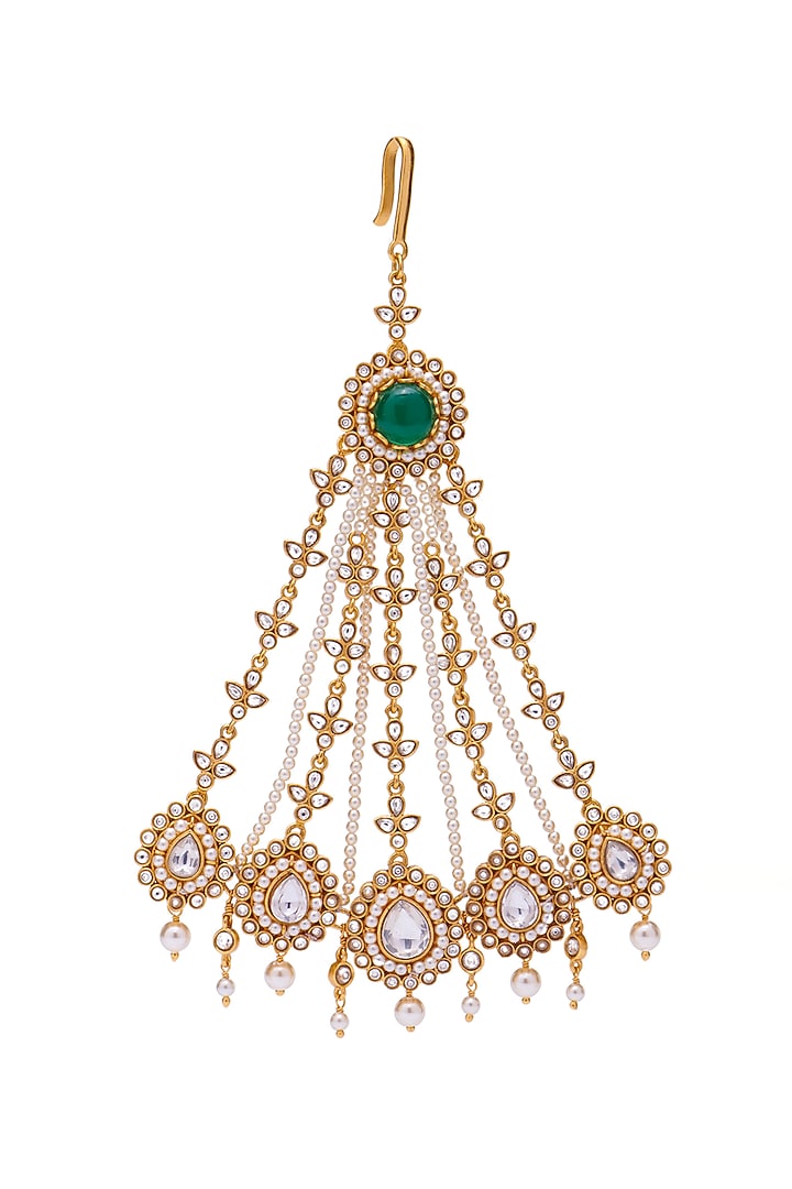 Gold Finish Synthetic Stone Pasa by Aulerth X Suneet Varma at Pernia's Pop Up Shop