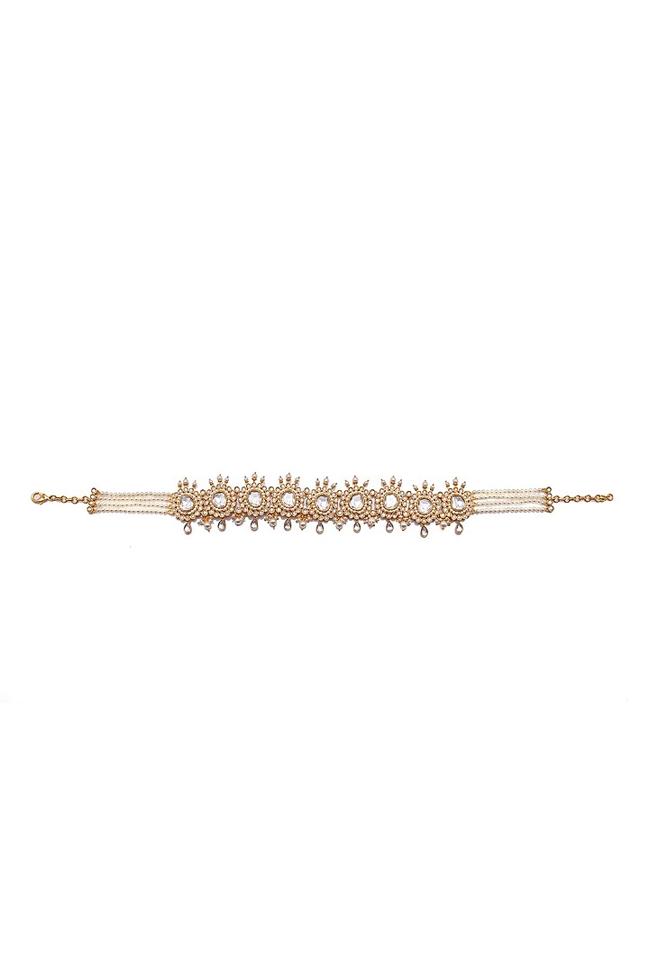 Gold Finish Synthetic Stone Choker Necklace by Aulerth X Suneet Varma at Pernia's Pop Up Shop