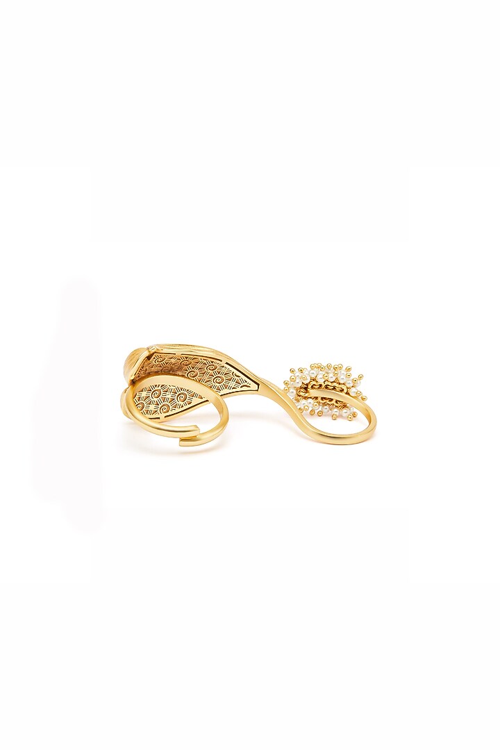 Gold Plated Opaline Double Motif Ring by Aulerth X Ekaya Banaras at Pernia's Pop Up Shop