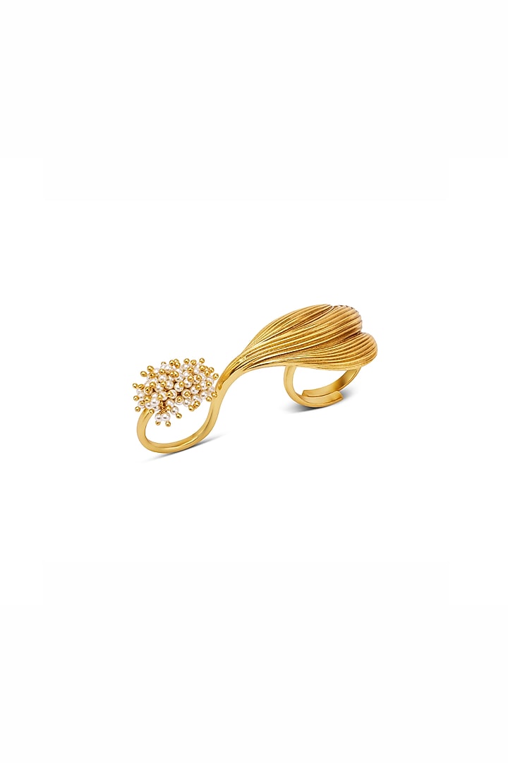 Gold Plated Opaline Double Motif Ring by Aulerth X Ekaya Banaras at Pernia's Pop Up Shop