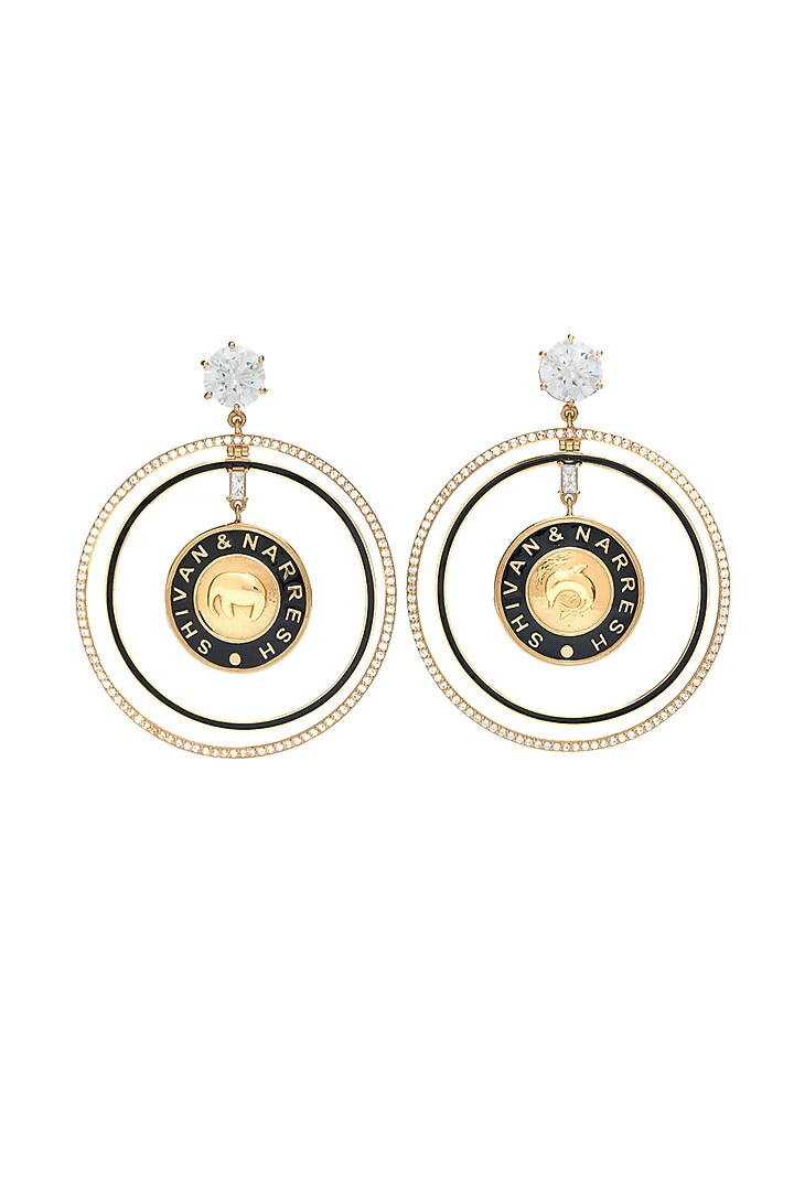 Gold Plated Morning Star Enameled Dangler Earrings by Aulerth X Shivan & Narresh at Pernia's Pop Up Shop