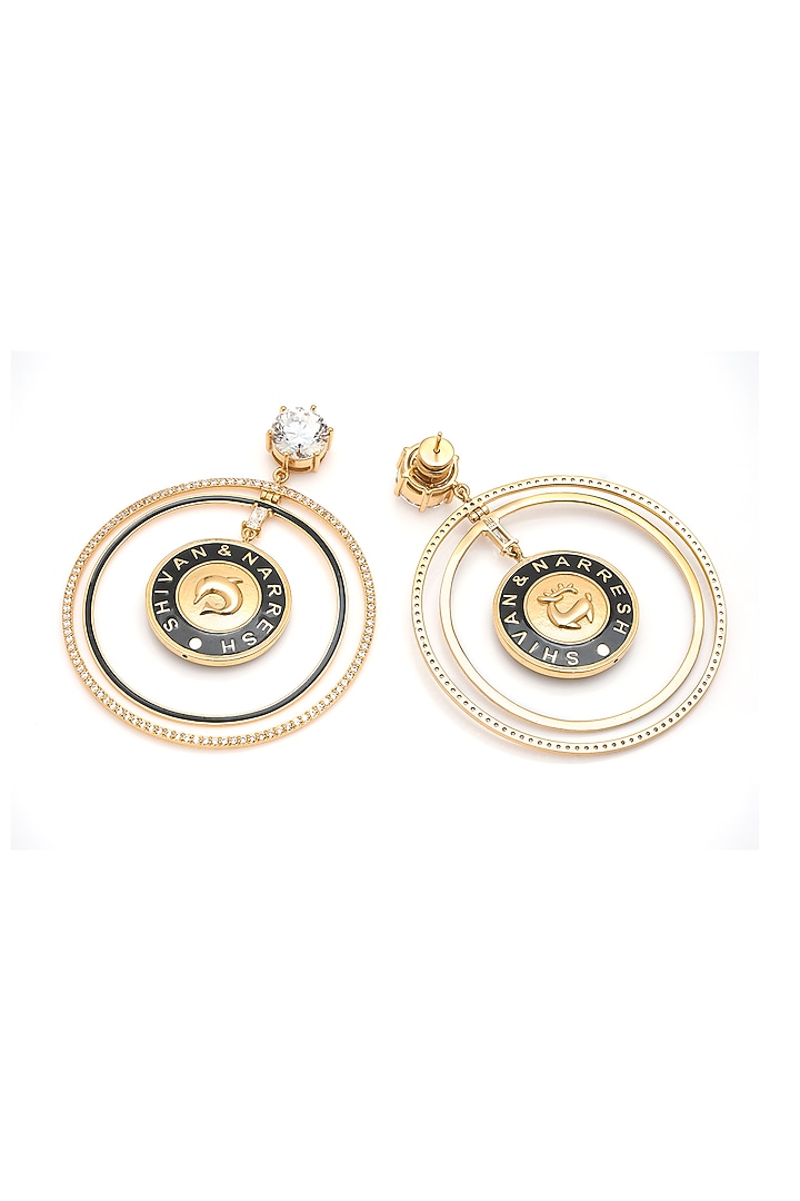 Gold Plated Morning Star Enameled Dangler Earrings by Aulerth X Shivan & Narresh at Pernia's Pop Up Shop