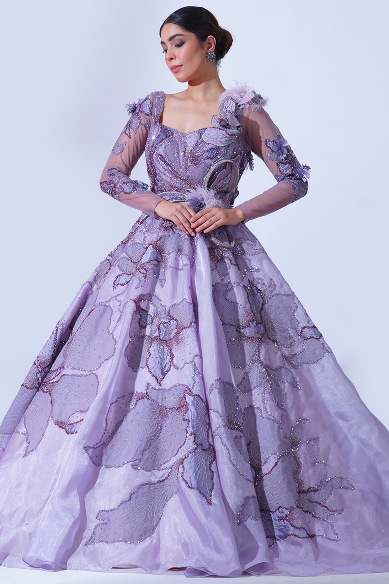 Lavender Ruffled Wedding Dress Ball Gowns with Rhinestone Bodice 22211 –  Viniodress