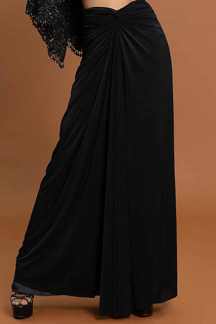 Black Jersey & Tulle Draped Skirt Set by Aurouss at Pernia's Pop Up Shop