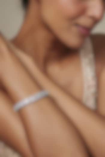White Rhodium Finish Zircon Bracelet In Sterling Silver by Aurashni at Pernia's Pop Up Shop