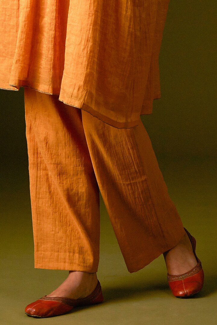 Mustard Yellow Cotton Silk Embroidered Kurta Set by AURUL at Pernia's Pop Up Shop