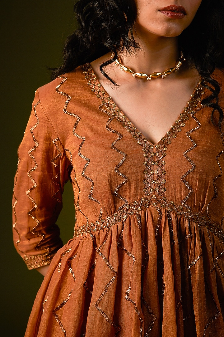 Light Brown Cotton Silk Wedding Sharara Set by AURUL at Pernia's Pop Up Shop