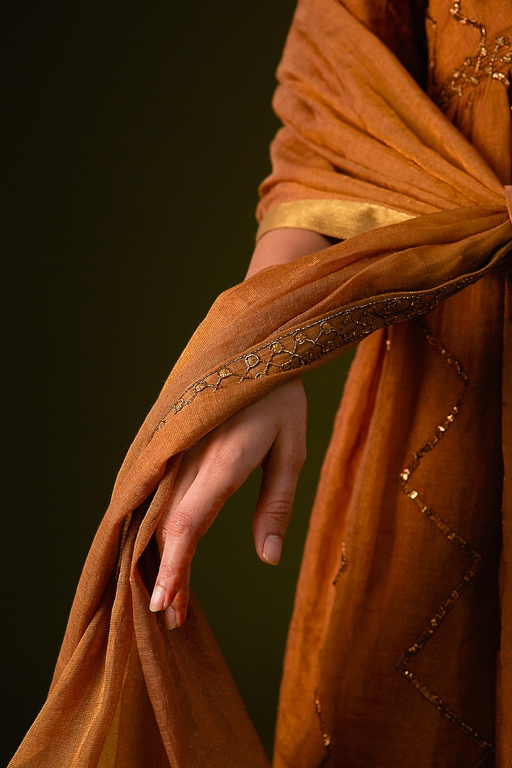Light Brown Cotton Silk Wedding Sharara Set by AURUL at Pernia's Pop Up Shop